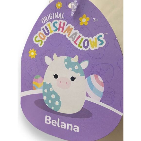New Squishmallows Kellytoy 8" Belana the Flower Cow Easter Plush Toy with Tags - Picture 4 of 5